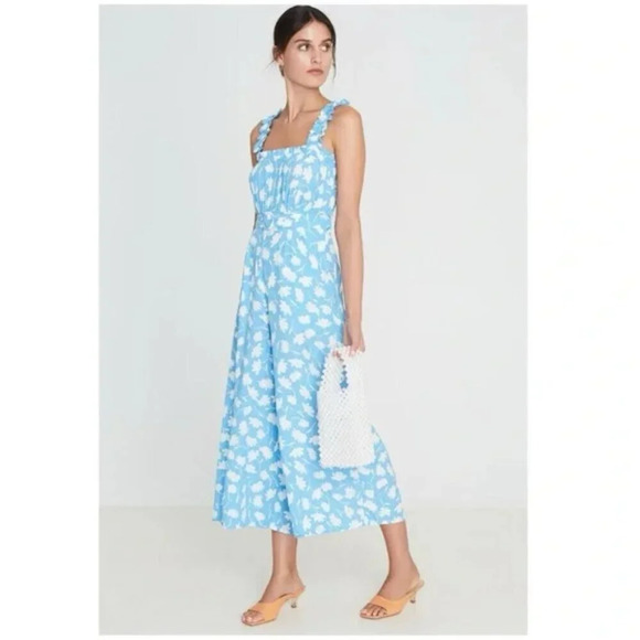 Faithfull the Brand Dolores Jumpsuit In Leyla Floral Blue Print Size 4/Small - Picture 4 of 12